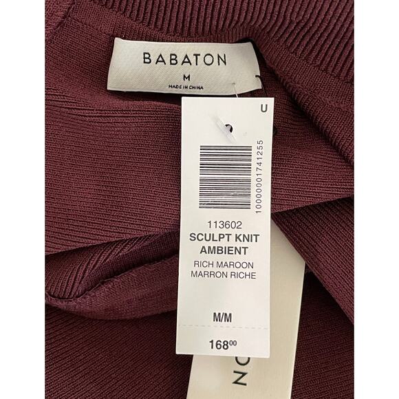 Babaton Sculpt Knit Ambient Dress Rich Maroon Medium Holiday Party Classic NWT - Picture 8 of 15